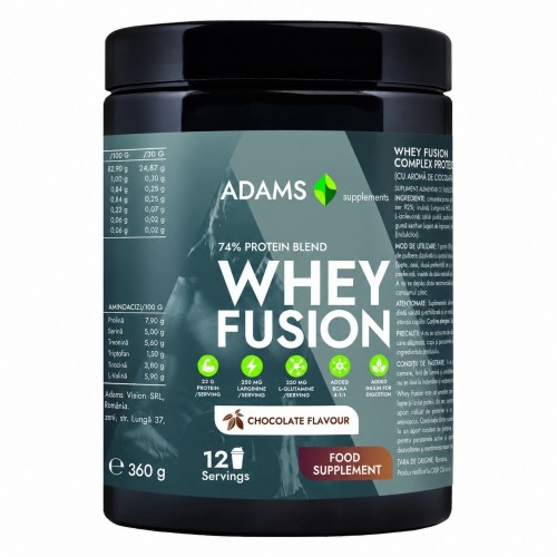 Whey Fusion Complex Proteic (ciocolata), 360gr, Adams