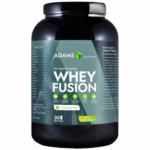 Whey Fusion Complex Proteic (vanilie), 908gr, Adams