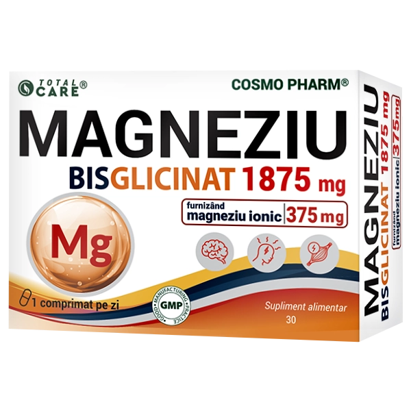 Magneziu Bisglicinat, 1875 mg, 30 comprimate