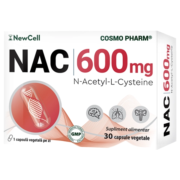 NAC 600 (N-Acetilcisteină), 600 mg, 30 capsule vegetale