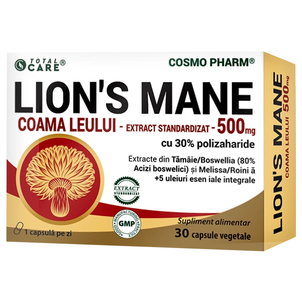 Lion's Mane (Coama Leului), 500 mg, 30 capsule vegetale