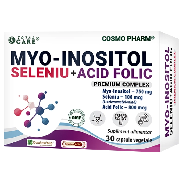 Myo-inositol + Seleniu + Acid folic, 30 capsule vegetale