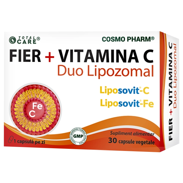 Fier + Vitamina C Duo Lipozomal, 30 capsule vegetale