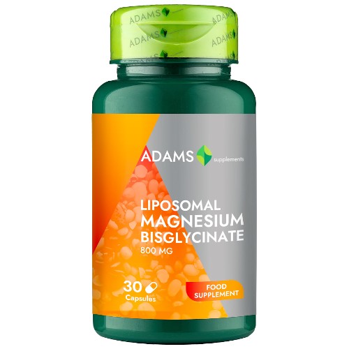 Bisglicinat de Magneziu Lipozomal 800mg, 30cps, Adams Supplement