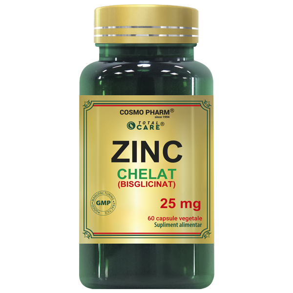 Zinc Bisglicinat (chelat), 25 mg, 60 capsule vegetale