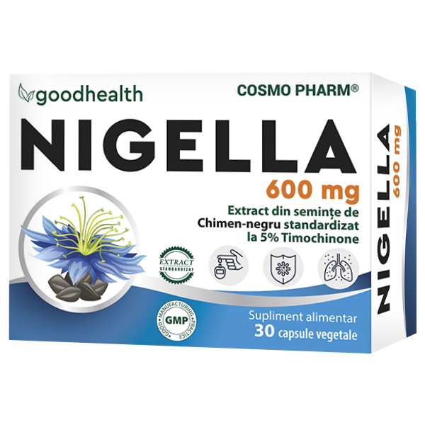 Nigella Sativa (Chimen negru), 600 mg, 30 capsule vegetale
