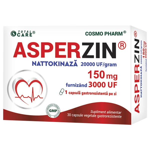 Asperzin Nattokinaza, 20000 UF/gram, 150 mg, 30 capsule vegetale