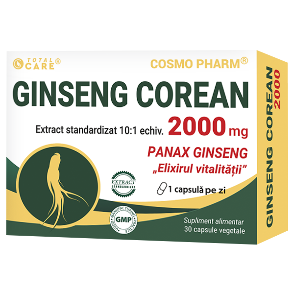 Ginseng Corean, 2000 mg, 30 capsule vegetale