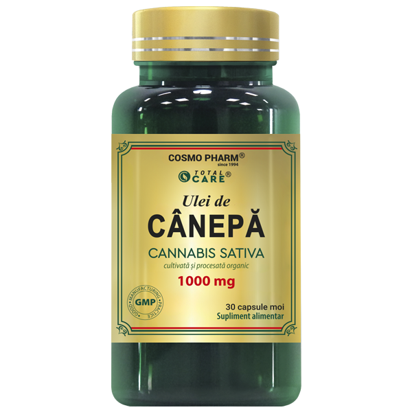 Ulei de canepa (Cannabis sativa), 1000 mg, 30 capsule moi