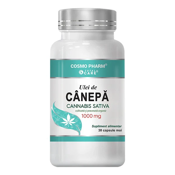 Ulei de Canepa Cannabis sativa 1000 mg, 30 capsule