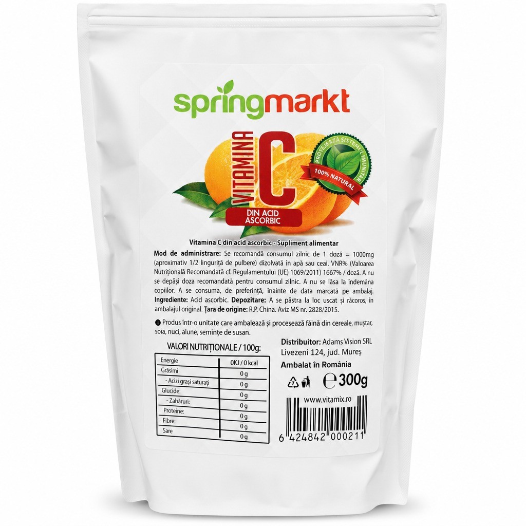 Pulbere de Vitamina C (acid ascorbic), 300g, springmarkt