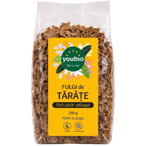 Fulgi de tarate din grau integral, fara zahar adaugat, organic, 